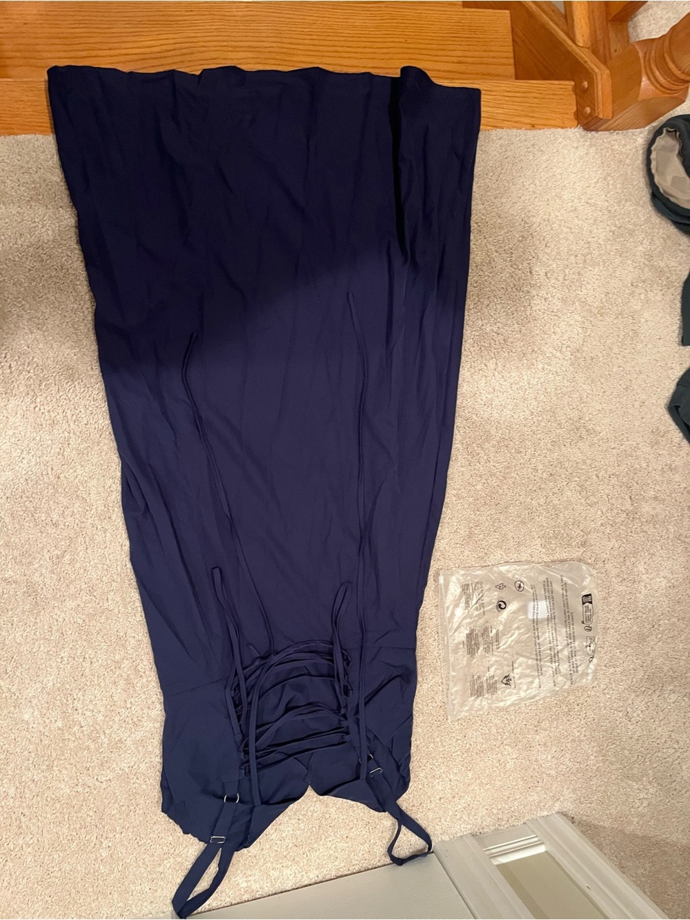 Navy Blue Maxi Dress with Adjustable Straps and corset lace back